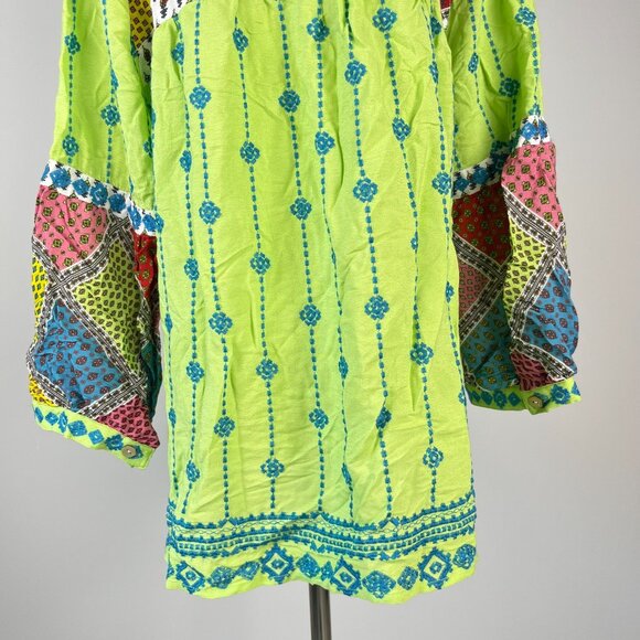 NWOT John Mark Embroidered Woven Multi Patchwork Tunic Top Blouse Shirt Size 3X - Picture 7 of 13